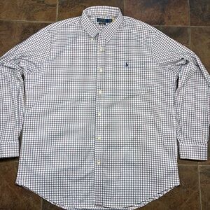 Polo by Ralph Lauren White Button-Down Shirt with Navy and Red